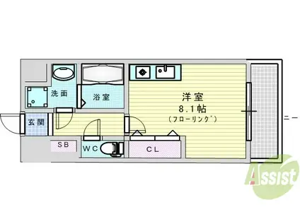 アーデン江坂2(ワンルーム/6階)の間取り写真