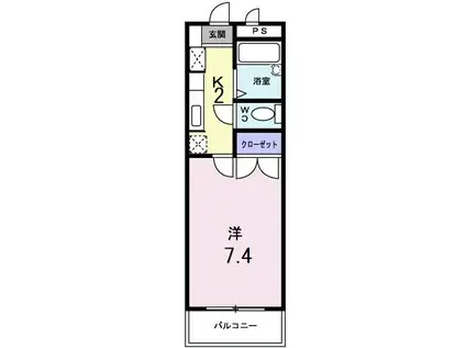 ペルレパークB(1K/2階)の間取り写真