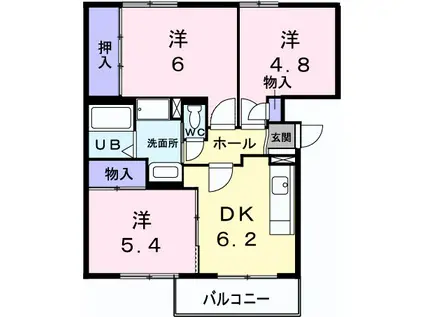 グレースフル(3DK/3階)の間取り写真