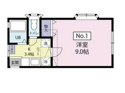 ロイヤル・スクウェア水の森(1K/1階)の間取り写真