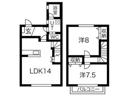 GREENCOURT社が丘(2LDK/1階)の間取り写真