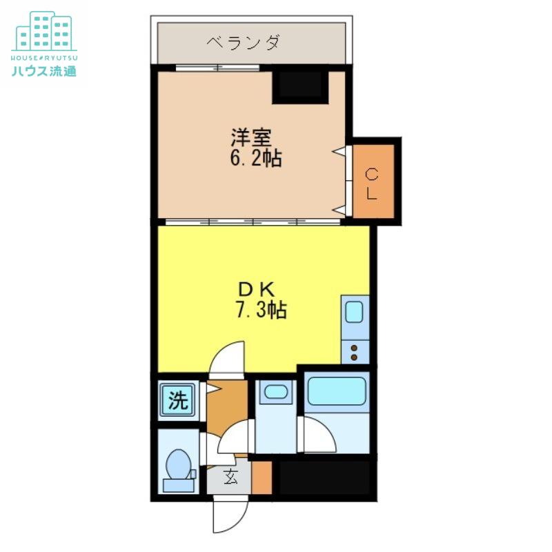 エススリーでじま(1DK/4階)の間取り写真