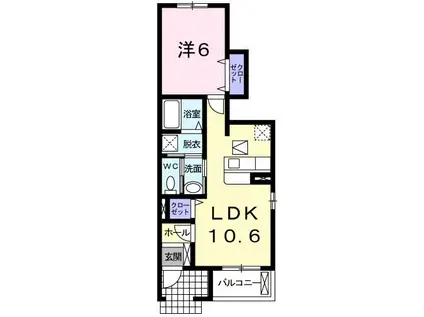 サウスSUNFLOWER(1LDK/1階)の間取り写真