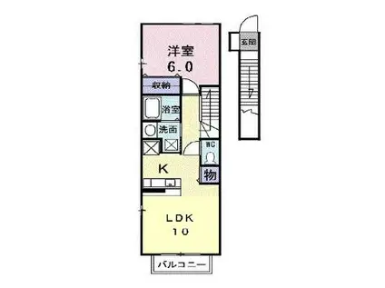 マーヴェラス(1LDK/2階)の間取り写真