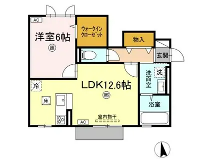 PRUNE(1LDK/1階)の間取り写真