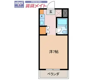 サンマリノ(1K/3階)の間取り写真