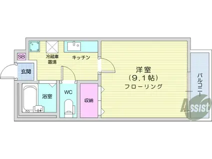 レジデンス青葉(1K/1階)の間取り写真