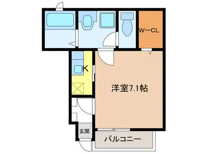 ディアイースト(1K/1階)の間取り写真