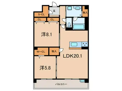 シー・クリサンス西岡本(2LDK/3階)の間取り写真