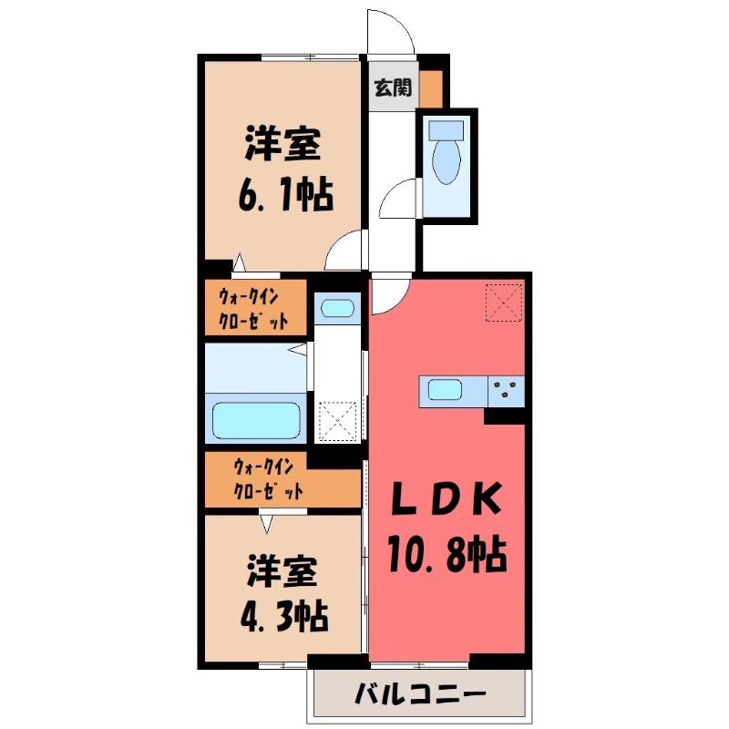 フェリオ文京 II(2LDK/1階)の間取り写真