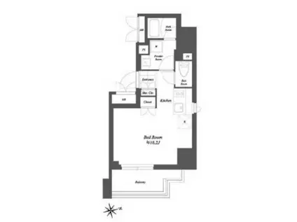 THE GATEHOUSE浅草雷門(ワンルーム/4階)の間取り写真