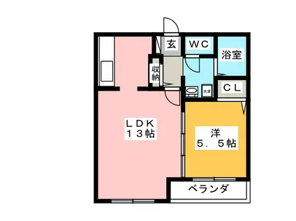 アティランス(1LDK/2階)の間取り写真
