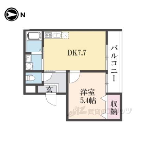 MAISONDOUCE浜大津(1DK/4階)の間取り写真
