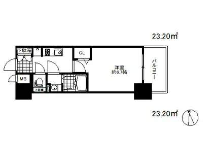 プレサンスザ神戸(1K/6階)の間取り写真