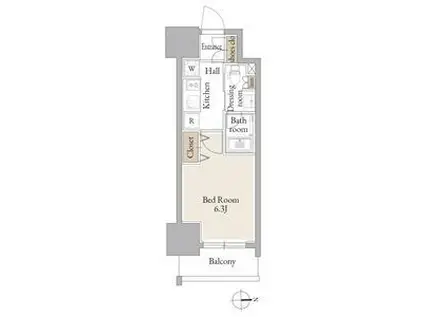 ルネフラッツ庄内通駅前(1K/11階)の間取り写真