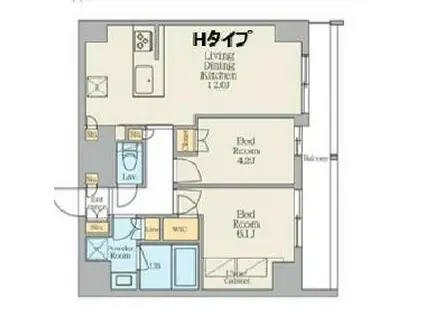 クレストコート東日暮里(2LDK/9階)の間取り写真