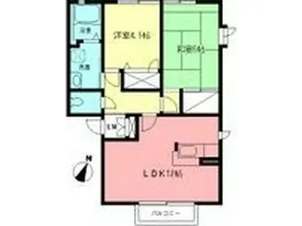 プランドールカーサB(2LDK/2階)の間取り写真