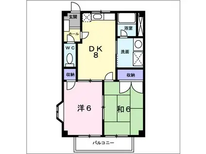 トレジャー2号館(2DK/2階)の間取り写真