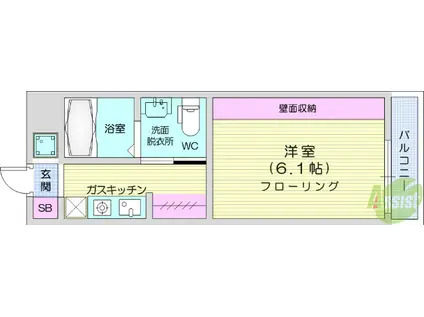 シャトーレイネ B棟(1K/1階)の間取り写真