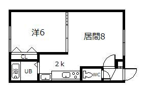 シンフォニーMIKI(1LDK/2階)の間取り写真