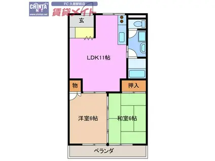 アンジーナビル(2LDK/3階)の間取り写真