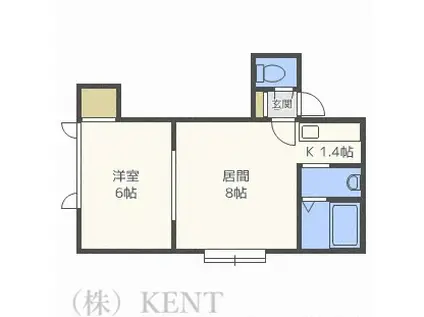 リブレ発寒ウエストウィング(1LDK/3階)の間取り写真