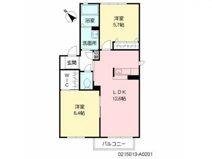 グランシャリオ小森野A棟(2LDK/2階)の間取り写真