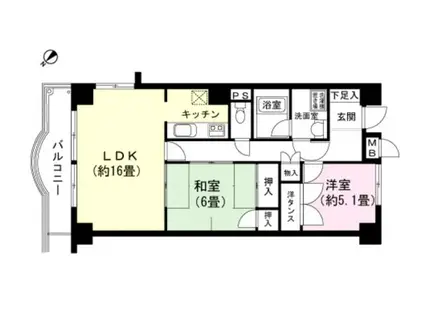 エクセレントプラザ湯河原6番館(2LDK/1階)の間取り写真