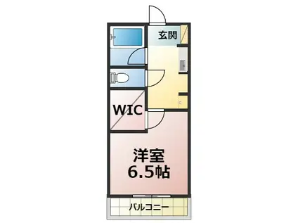 ドミールあさひ(1K/4階)の間取り写真