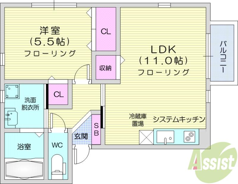 コフレッタ(1LDK/2階)の間取り写真