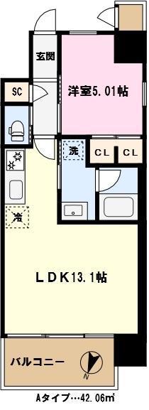 プレジオ川口(1LDK/15階)の間取り写真