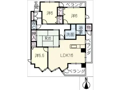 ソフィア小幡緑地公園 702号(4LDK/7階)の間取り写真