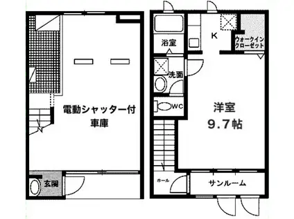 ガレージハウス スピネル(1SLK/1階)の間取り写真