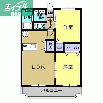 グランメールK(2LDK/3階)の間取り写真