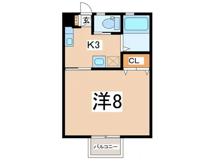 ドミール安積(1K/2階)の間取り写真