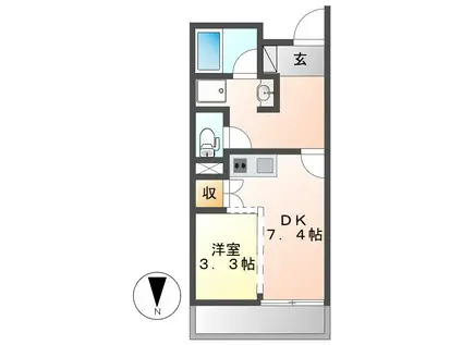 AXIA八熊(1DK/1階)の間取り写真