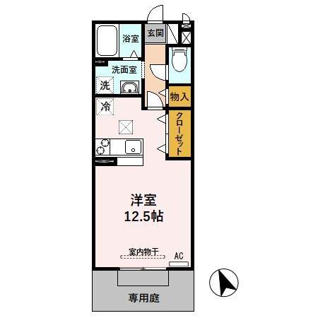 BELLE COURT(ワンルーム/1階)の間取り写真