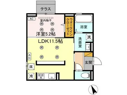 プレアデス(1LDK/1階)の間取り写真