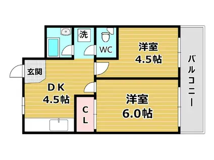 毛利マンション(2DK/2階)の間取り写真