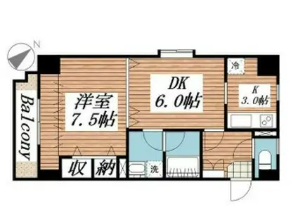 サンアーバン目黒(1DK/7階)の間取り写真