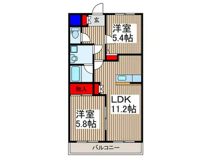 サニーエステート(2LDK/6階)の間取り写真