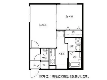 VIA LATTEA 美園(1LDK/4階)の間取り写真