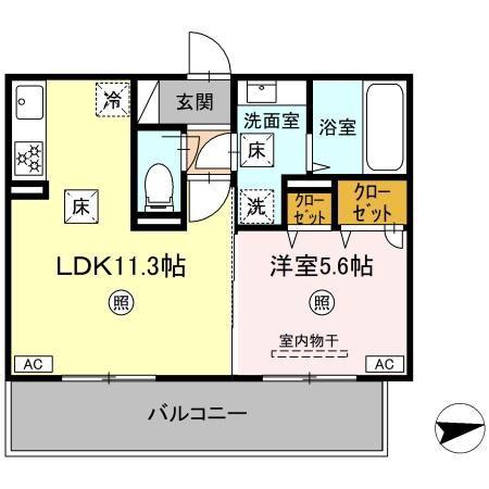 ピースフル(1LDK/1階)の間取り写真