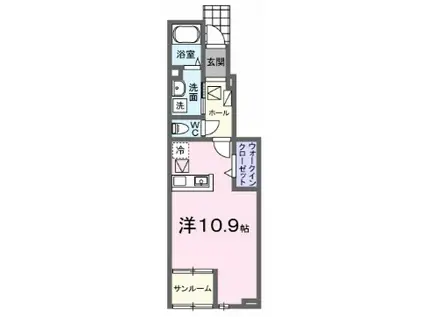 ドミールオカマエA(ワンルーム/1階)の間取り写真