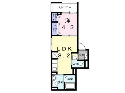 ハウオリ(1LDK/3階)の間取り写真