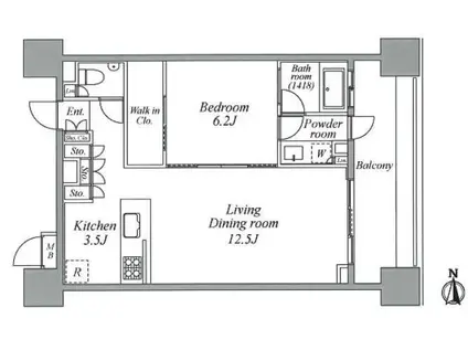 レジディア芝浦KAIGAN(1LDK/9階)の間取り写真