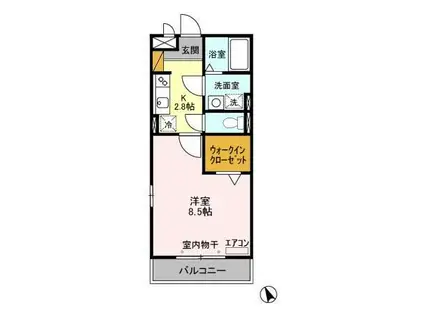 コンフォールK(1K/2階)の間取り写真