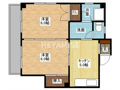 ハイツ小峰(2DK/3階)の間取り写真