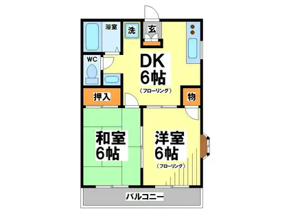 エランドール(2DK/2階)の間取り写真