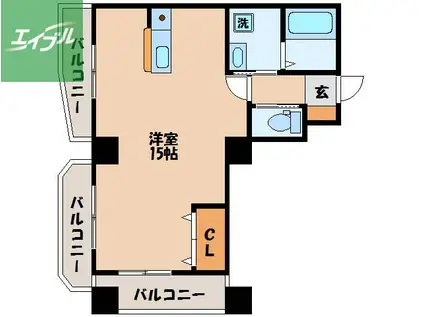長崎電軌本線 平和公園駅 徒歩7分 5階建 築20年(ワンルーム/2階)の間取り写真